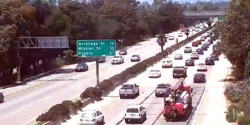 Traffic on Highway 101 - live webcam, California Santa Barbara