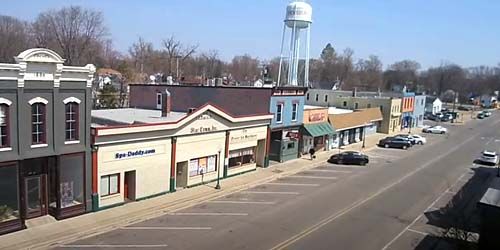 Shops and cafes in the center of Vicksburg suburb - live webcam, Michigan Kalamazoo