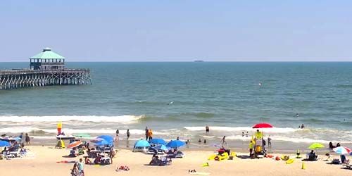 beaches on the coast of Folly Beach - live webcam, South Carolina Charleston