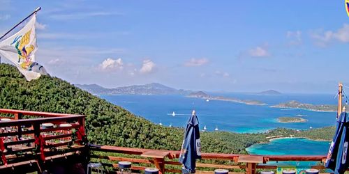 Bonita vista desde el restaurante a las islas y la bahía. -  Webcam , Islas Virgenes Cruz Bay