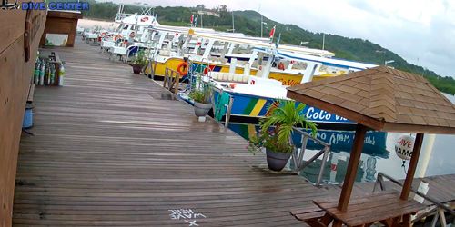 Pier with yachts - live webcam, Roatan island Coxen Hole