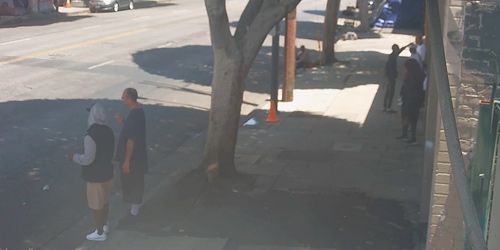 Peatones y tráfico en la calle San Pedro -  Webcam , California Los Ángeles