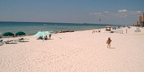 Vacationers on the sandy beach - live webcam, Florida Panama City