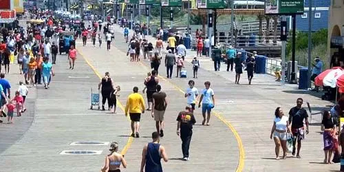 Boardwalk with pedestrians webcam