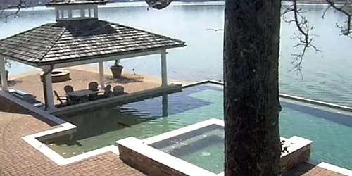 Gazebo with a pool on the lake Webcam